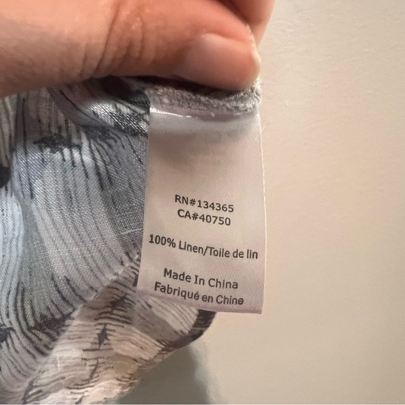 Sigrid Olsen Tunic Blouse Mini Dress Linen Size 1X Gray Tan Yellow Pattern - Picture 12 of 13